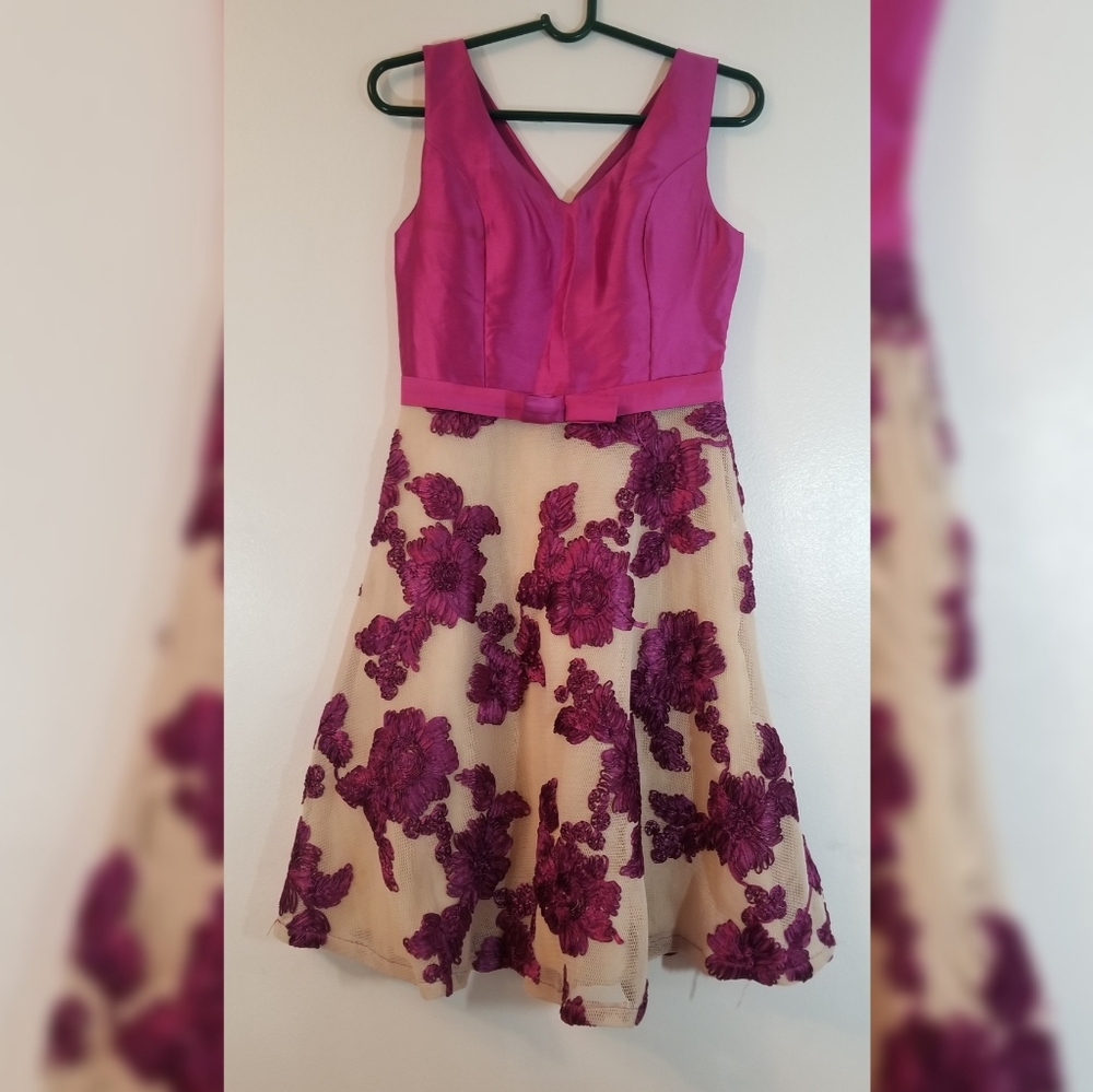 Orchid Floral Fancy Party Cocktail Dress